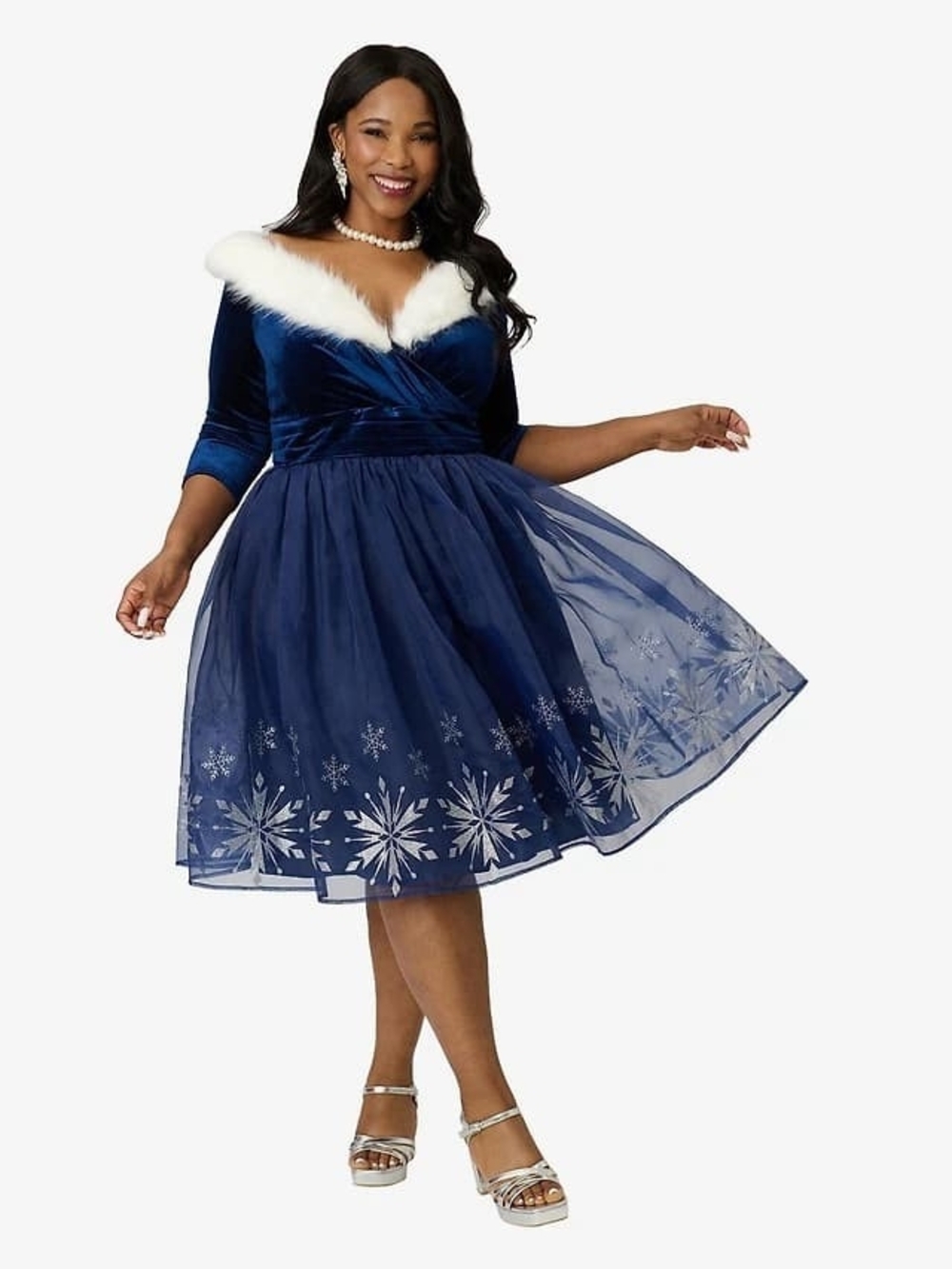 Disney's Frozen Collection by Unique Vintage Plus Velvet & Glitter Snow Dress